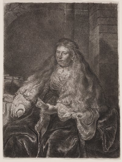 Jente med langt hår som faller på skuldrene, eller "Den store jødiske bruden" av Rembrandt van Rijn