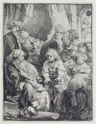 Joseph forteller sine drømmer (etsing) av Rembrandt van Rijn