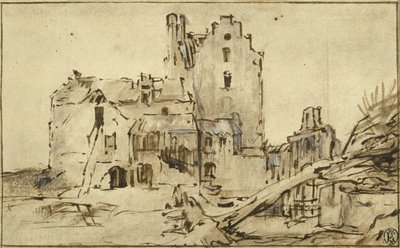 Kostverloren slott i forfall, 1652-57 av Rembrandt van Rijn