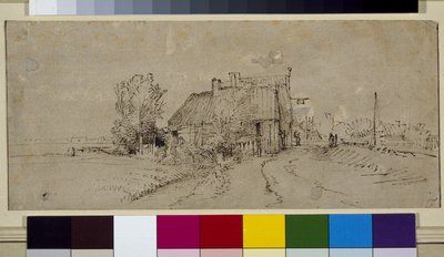 Landskap (penn og blekk på papir) av Rembrandt Harmensz. van Rijn