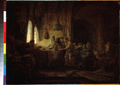 Lignelse om arbeiderne i vingården eller lignelse om arbeiderne i den ellevte time (lignelsen om arbeiderne i vingården). Maleri av Harmenszoon van Rijn kjent som Rembrandt (1606-1669) av Rembrandt Harmensz. van Rijn