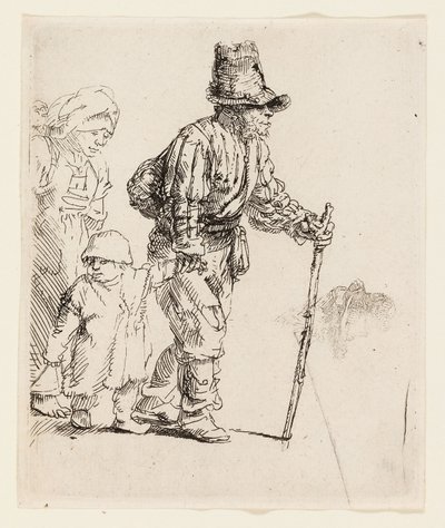 Bondefamilie på trampen, ca. 1652 (radering på kremfarget papir) av Rembrandt Harmensz. van Rijn