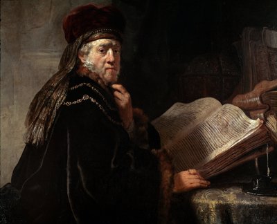 Portrett av de vise (Portrettet av en rabbiner) (olje på lerret av Rembrandt van Rijn