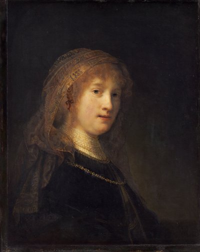 Saskia van Uylenburgh, ca. 1634-1640 (olje på panel) av Rembrandt van Rijn