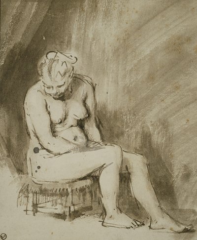 Sittende naken kvinne av Rembrandt van Rijn