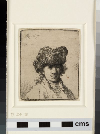 Selvportrett i pelslue av Rembrandt van Rijn