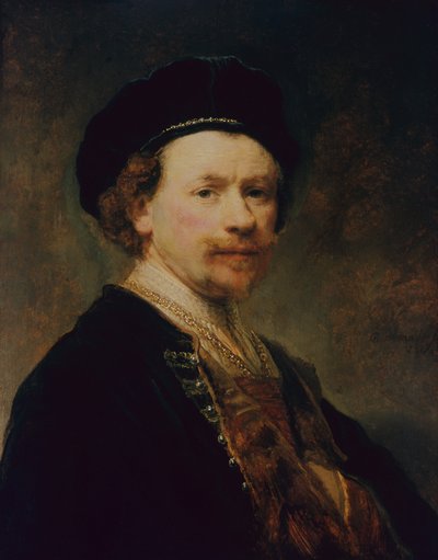 Selvportrett, ca. 1636-8 (olje på panel) av Rembrandt Harmensz. van Rijn