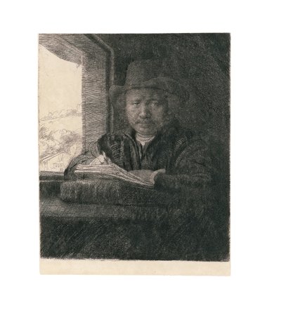 Selvportretttegning ved et vindu, 1648 av Rembrandt van Rijn