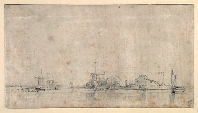 The Amstel at the Omval, ca. 1650-53 (penn og blekk med vask på papir) av Rembrandt Harmensz. van Rijn