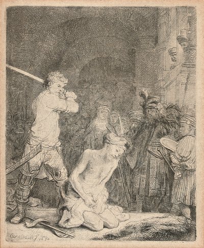 Halshoggingen av døperen Johannes, 1640 av Rembrandt van Rijn