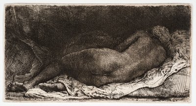 Den nakne kvinnen sover med rumpa i vinden, av Rembrandt Harmensz. van Rijn
