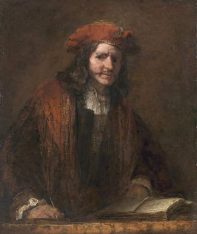 Mannen med den røde hatten (Mannen med den røde luen), ca. 1660 (olje på lerret) av Rembrandt Harmensz. van Rijn
