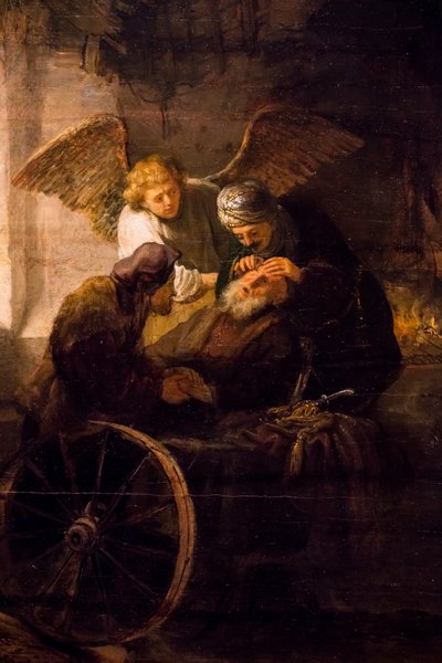 Tobias helbreder sin blinde far av Rembrandt Harmensz. van Rijn