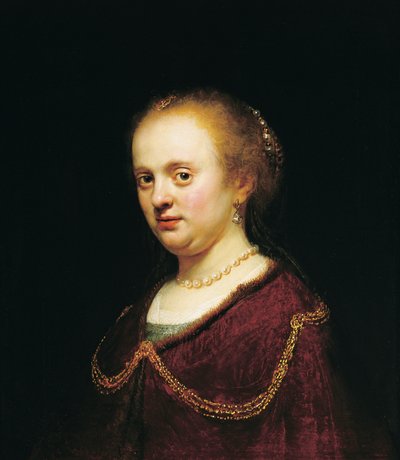Ung kvinne med en gullkjede av Rembrandt Harmensz. van Rijn