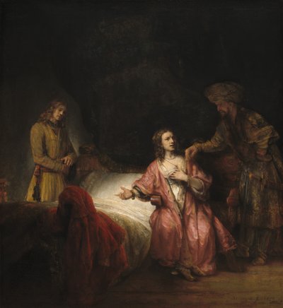 Josef anklaget av Potifars kone av Rembrandt Workshop