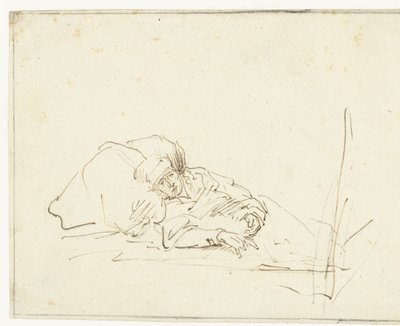 Saskia syk i seng av Rembrandt van Rijn (copy after)