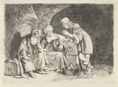 Joseph forklarer drømmene til bakeren og munnkaret av Rembrandt van Rijn (follower of)