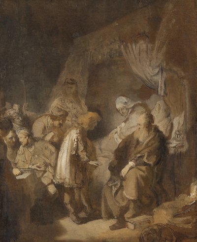 Joseph forteller sine drømmer av Rembrandt van Rijn (signed by artist)