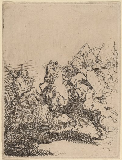 En kavalerikamp av Rembrandt van Rijn