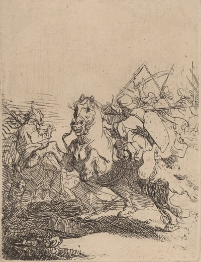 En kavalerikamp, ca. 1632. av Rembrandt van Rijn
