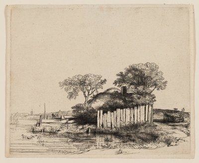 En hytte med hvit bleking av Rembrandt van Rijn