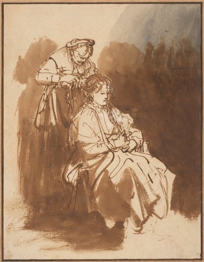 En ung kvinne med flettet hår, ca 1637 av Rembrandt van Rijn