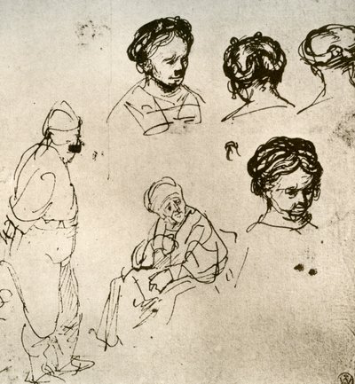 En side med skisser, 1913. av Rembrandt van Rijn
