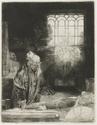 En lærd i studiet hans av Rembrandt van Rijn