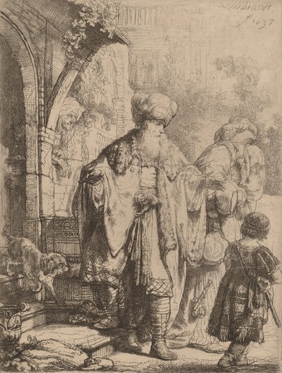 Abraham kaster Hagar og Ismael ut, 1637. av Rembrandt van Rijn