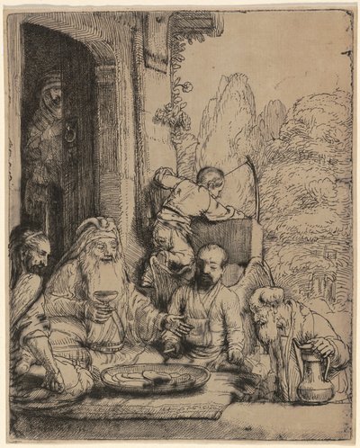 Abraham underholder englene av Rembrandt van Rijn