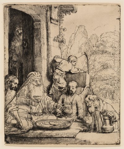 Abraham underholder englene av Rembrandt van Rijn