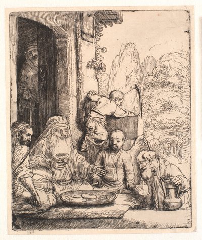 Abraham underholdt englene av Rembrandt van Rijn