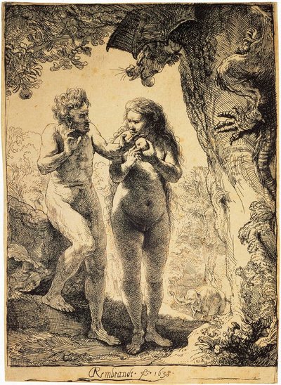 Adam og Eva, 1638. av Rembrandt van Rijn