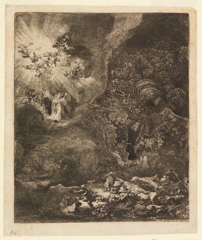 Engel som viser seg for hyrdene av Rembrandt van Rijn