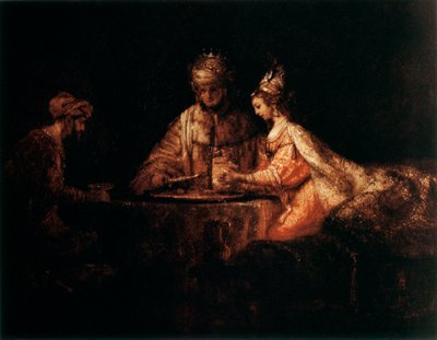 Assuerus, Haman og Ester, 1660 av Rembrandt van Rijn