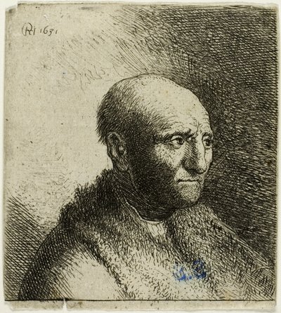Bald Man in a Fur Coak: Bust av Rembrandt van Rijn