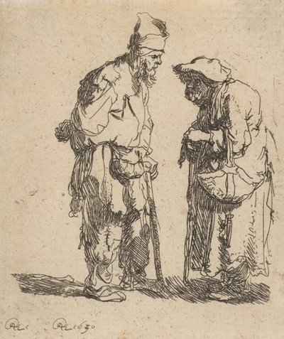 Tiggermann og tiggerkvinne samtaler, 1630., 1630. av Rembrandt van Rijn