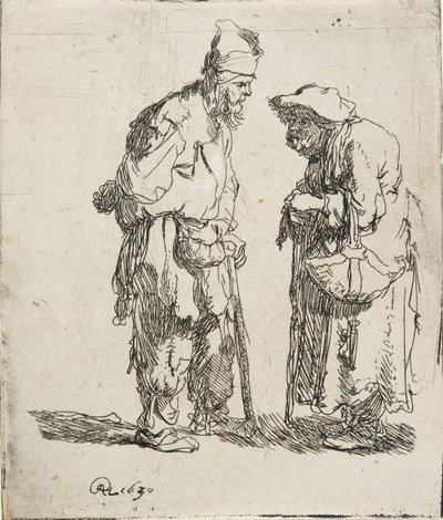 Tiggermann og tiggerkvinne i samtale, 1630 av Rembrandt van Rijn
