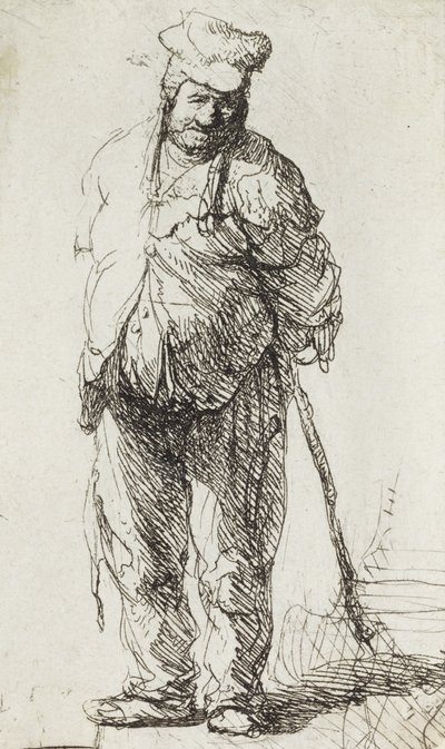 Tigger lener seg på en pinne (penn og blekk på papir) av Rembrandt van Rijn