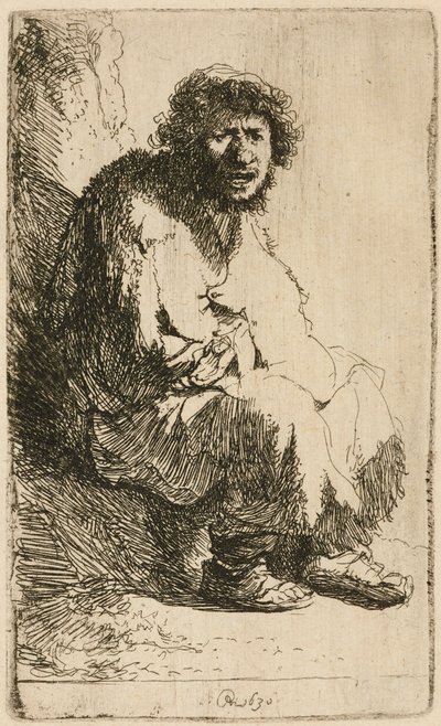 Tigger satt på en bank, 1630. av Rembrandt van Rijn