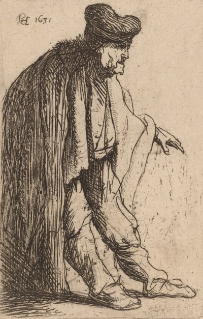 Tigger med venstre hånd utstrakt, 1631. av Rembrandt van Rijn