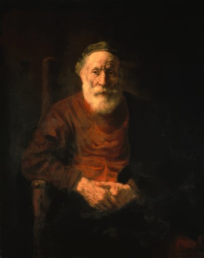 Portrett av en gammel mann i rød kappe av Rembrandt van Rijn