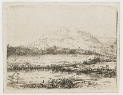 Kanal med fisker og to svaner Kanal med fisker og to svaner av Rembrandt van Rijn