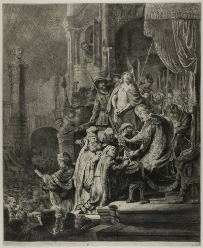 Kristus før Pilatus: Stor tallerken av Rembrandt van Rijn