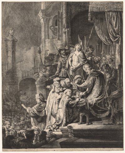 Kristus før Pilatus: Stor tallerken av Rembrandt van Rijn