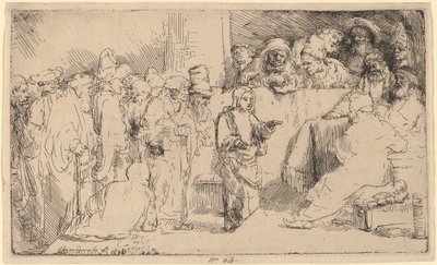 Kristus disputerer med legene: en skisse av Rembrandt van Rijn