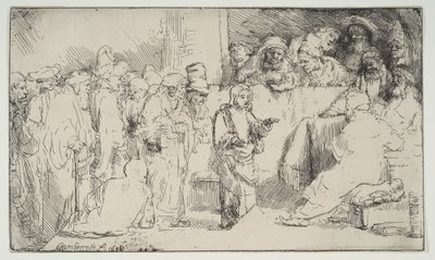 Christ Disputing with the Doctors, en skisse, 1652. av Rembrandt van Rijn
