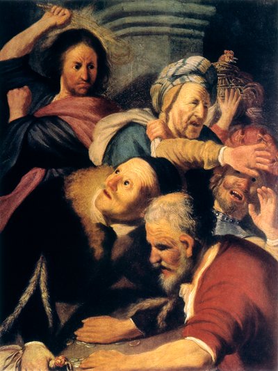Kristus driver pengevekslerne fra tempelet, 1626 av Rembrandt van Rijn