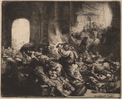 Kristus driver pengevekslerne fra tempelet av Rembrandt van Rijn