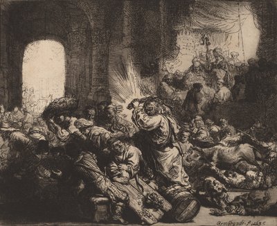 Kristus driver pengevekslerne fra tempelet, 1635. av Rembrandt van Rijn
